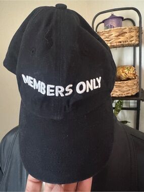 Members Only Black Baseball Cap with White Embroidered Logo